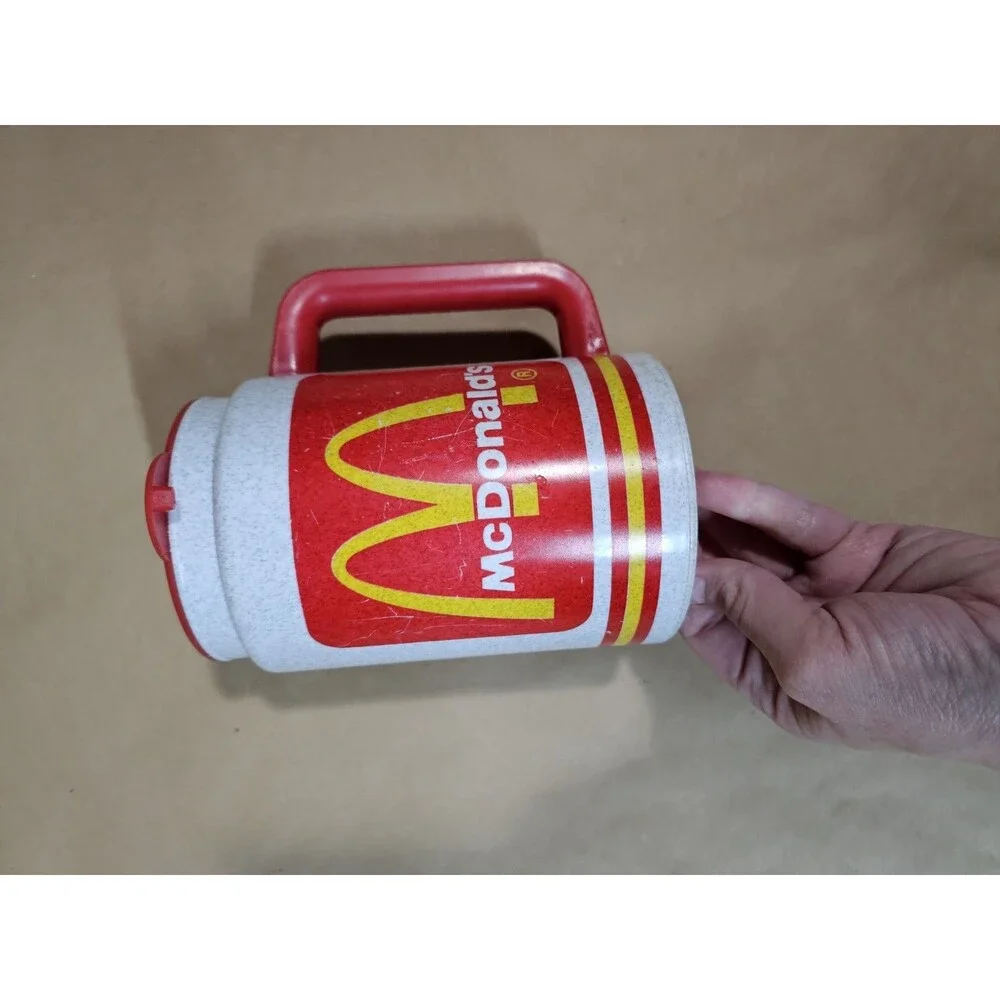 McDonald’s Logo Plastic Mug Cup w/ Handle, Red/Gray/White, Fast Food